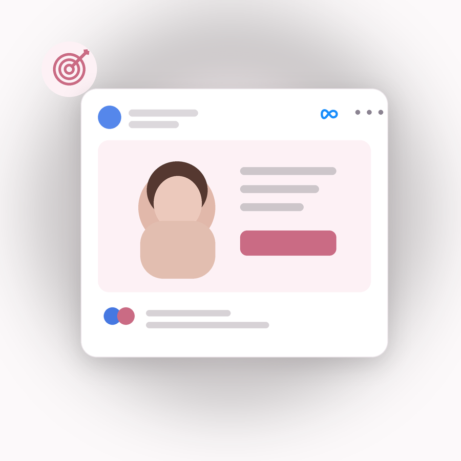 Illustration of a paid social ad interface showing a treatment offer with a call to action