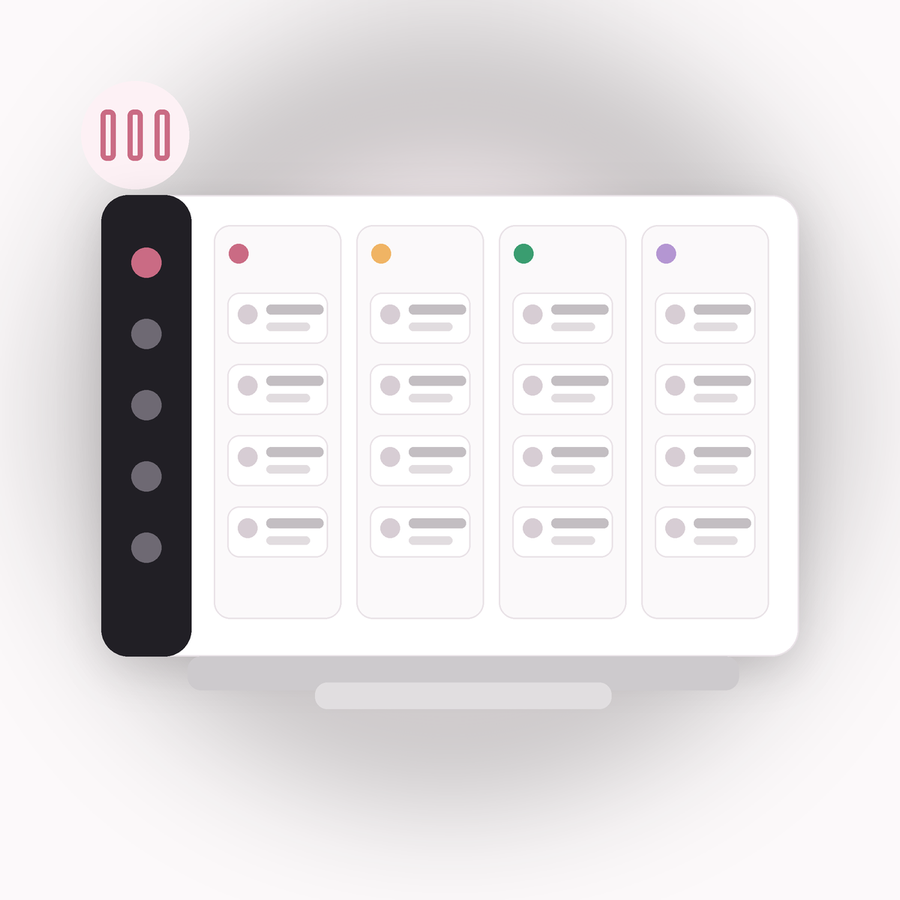 Illustration of a CRM pipeline with leads organised by stage