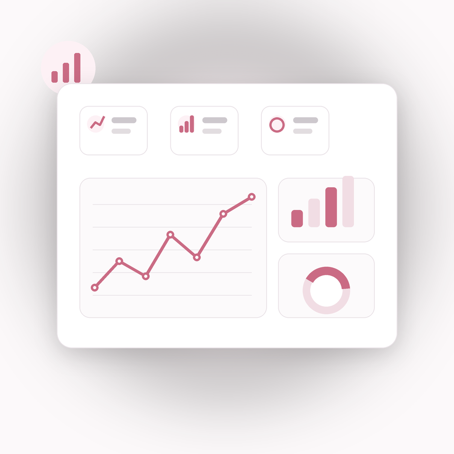 Illustration of a performance report showing campaign and lead metrics